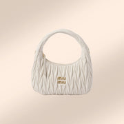 Miu Miu Wander Matelassé Nappa Leather Hobo in White