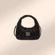 Miu Miu Wander Matelassé Nappa Leather Hobo in Black